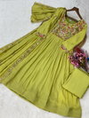 Ka 1239 Mal Chanderi With Beads Embroidery Work Gown With Bottom Dupatta